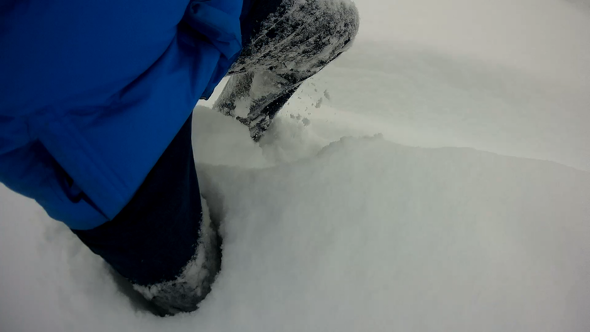 Снег выше колен. Примерно 75 см. Как и  передали в новостях