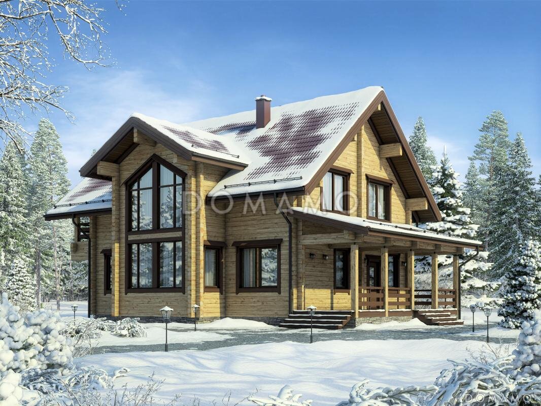 Дом из бруса с мансардой и террасой (проект D2599 на сайте domamo.ru)