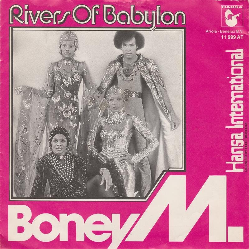 Конверт нидерландского сингла "Rivers of Babylon/Brown Girl in the Ring" немецкой диско-группы Boney M.