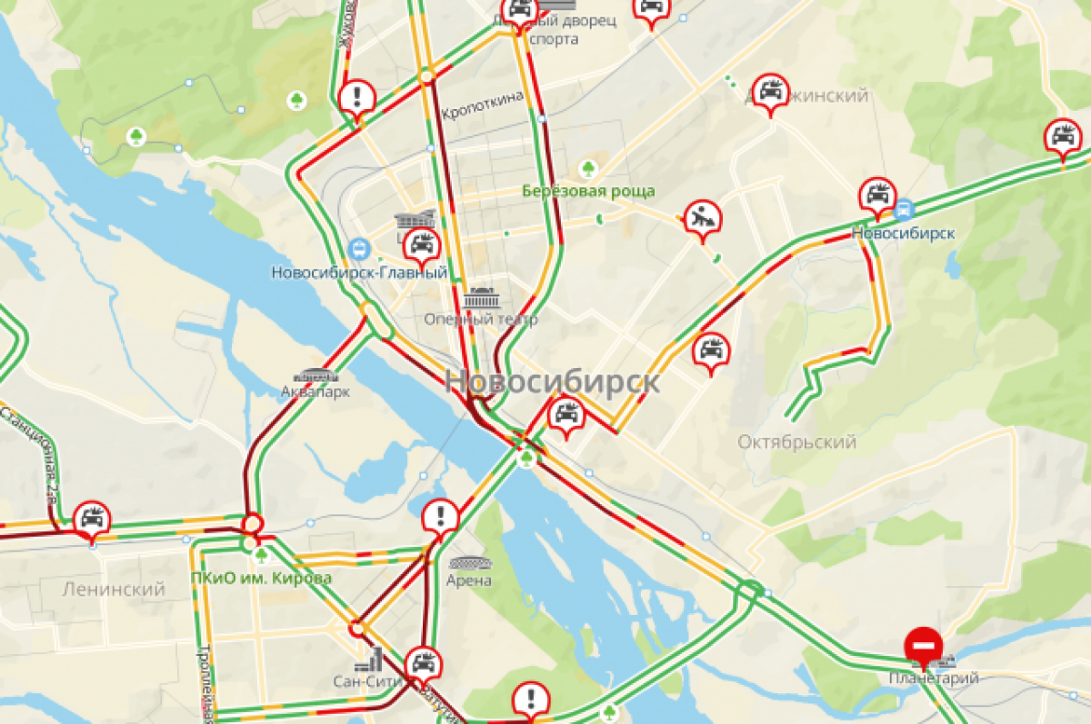 Карта новосибирска пробки на дорогах