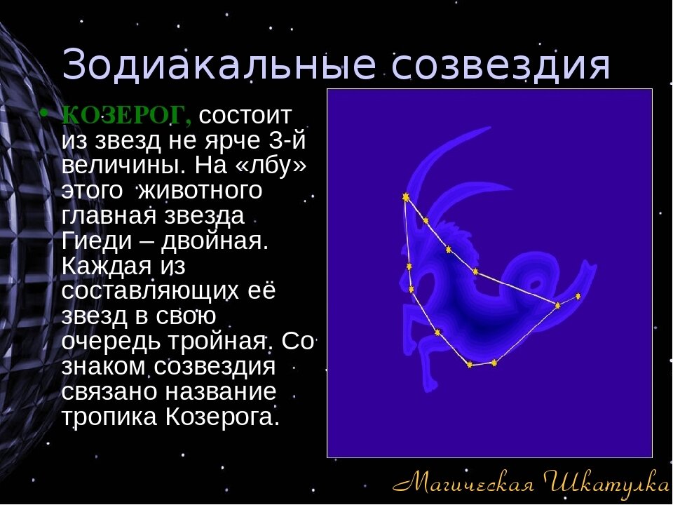 Презентация по знаку зодиака козерог