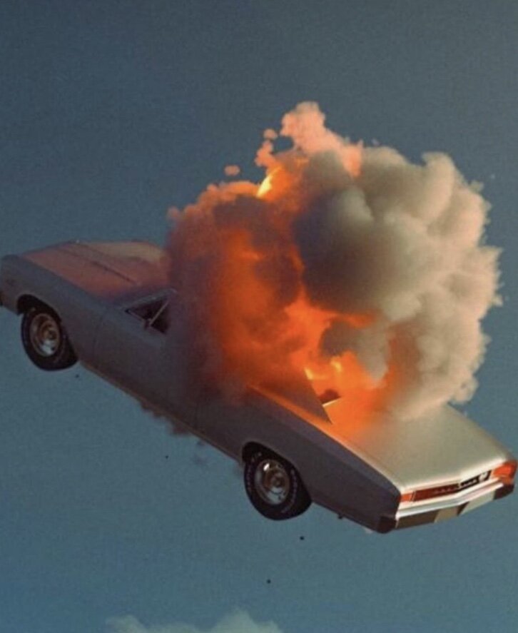 Burning flying car (C)