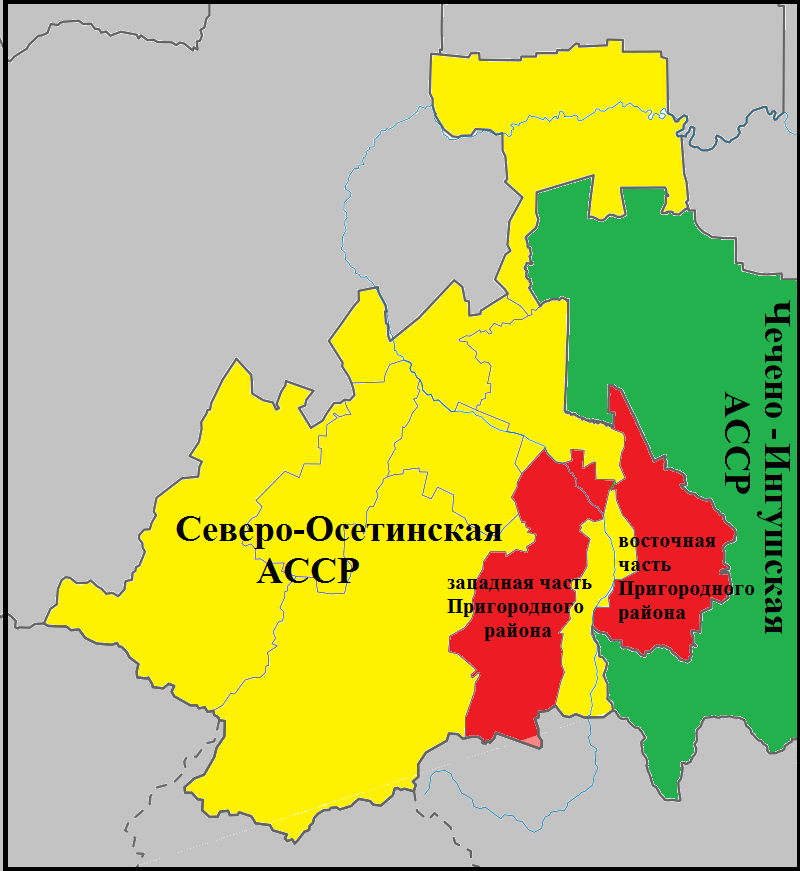 Карта северной осетии и ингушетии