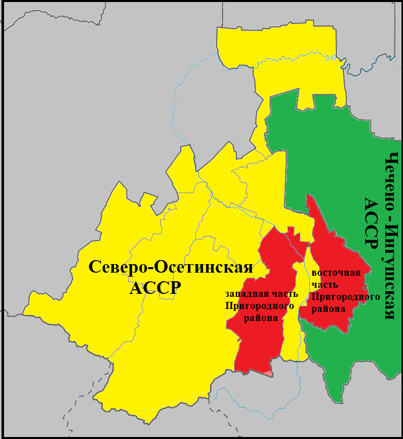 Республика ингушетия районы. Пригородный район Северная Осетия. Пригородный район Осетия карта. Северная Осетия и Ингушетия на карте. Карта пригородного района Северной Осетии.