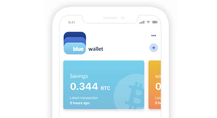 Главная страница криптовалютного кошелька Blue Wallet