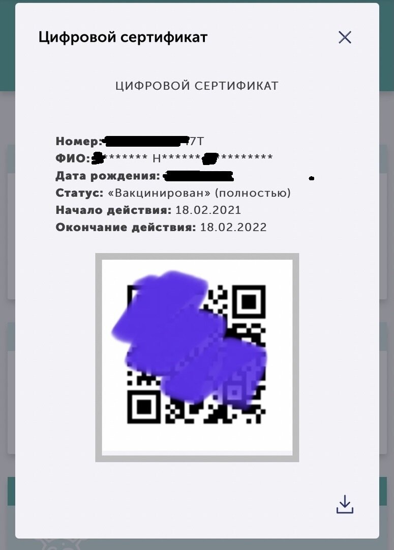 Вот так должен выглядеть qr-код о вакцинации. Скрин сделан автором статьи