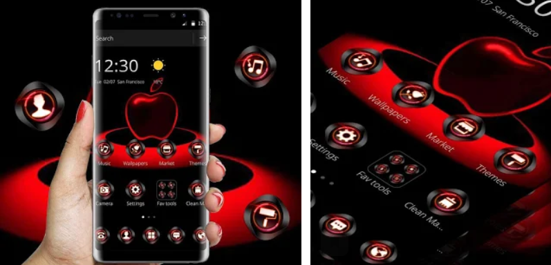 RED NEON APPLE DARK THEME