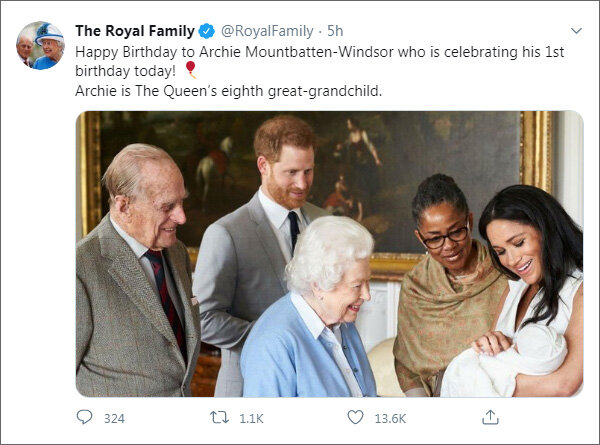 Из твиттера королевской семьи (https://twitter.com/RoyalFamily)