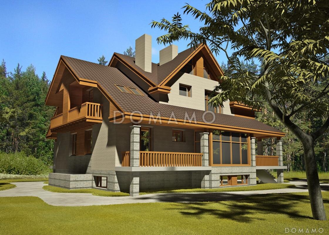 Загородный дом на ленточном фундаменте (проект D2000 на сайте domamo.ru)