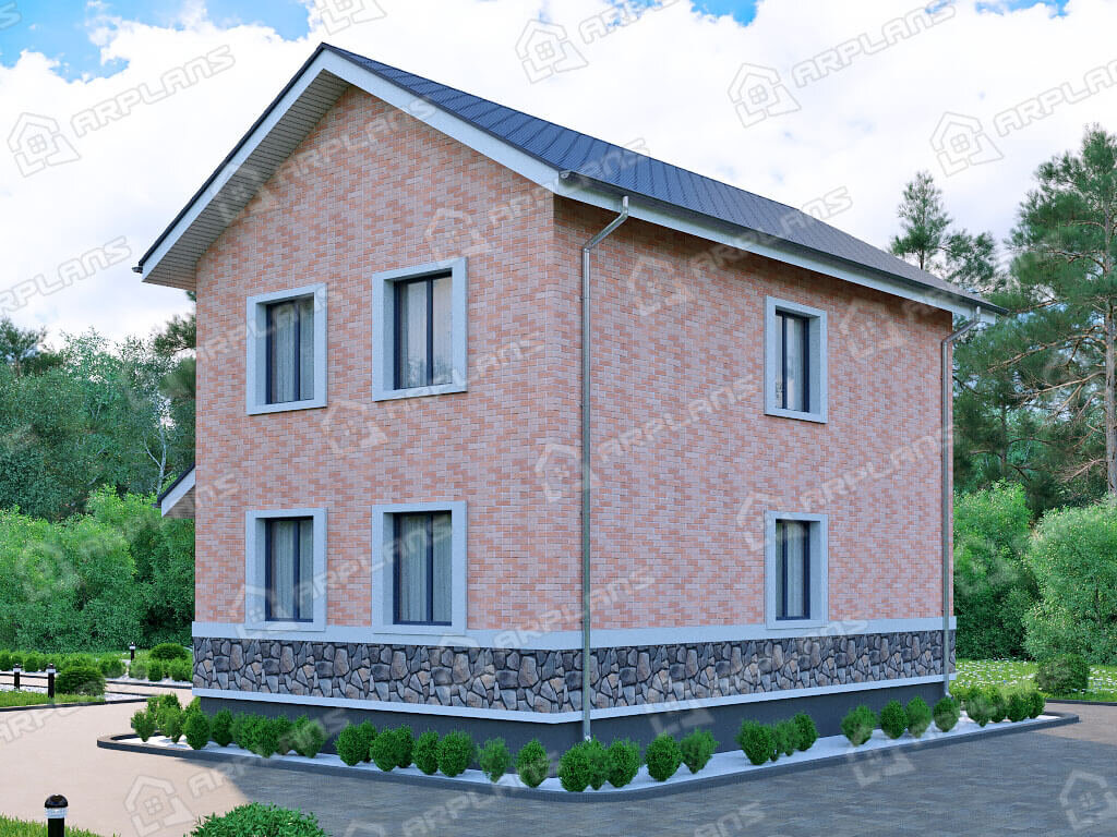 Фото 2 дома из газобетона с мансардой, 2 спальнями, 100 кв м Источник arplans.ru Проект К-024