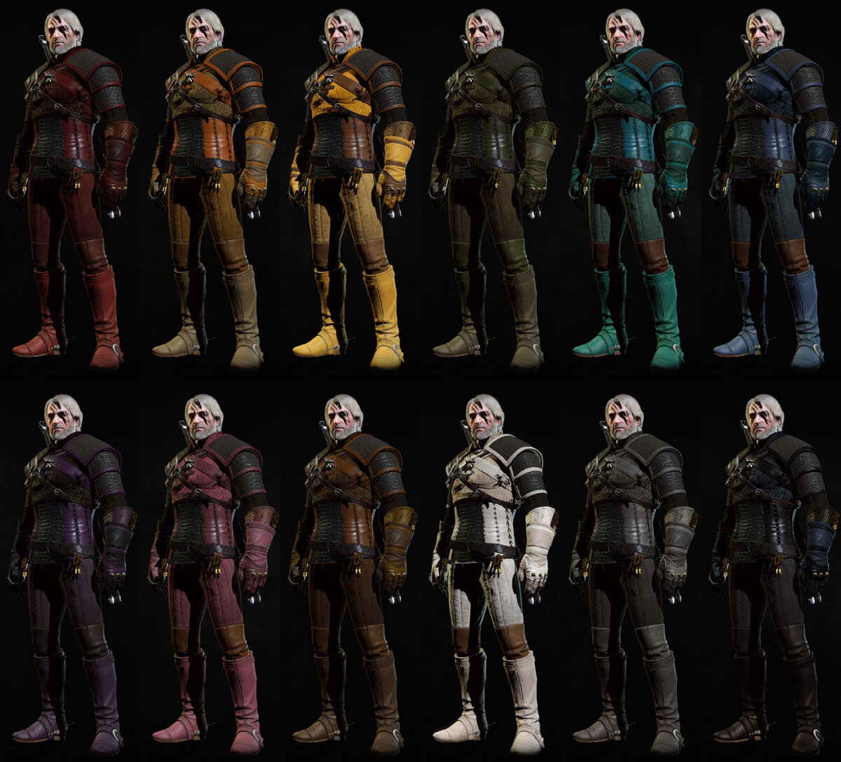 Доспехи школы Змеи в разных цветах