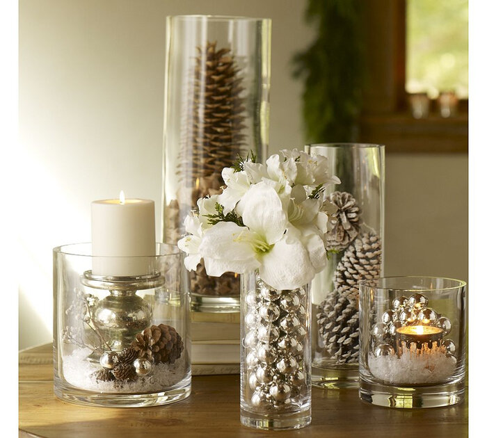 Идеи наполнения стеклянной вазы. Фото декора со стеклянной вазой