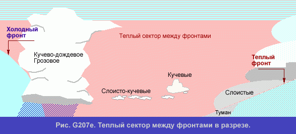 Участок теплого воздуха в циклоне, ограниченный теплым и холодным фронтом