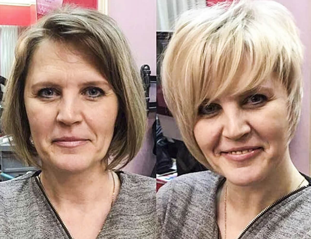 Стрижка до и после женская