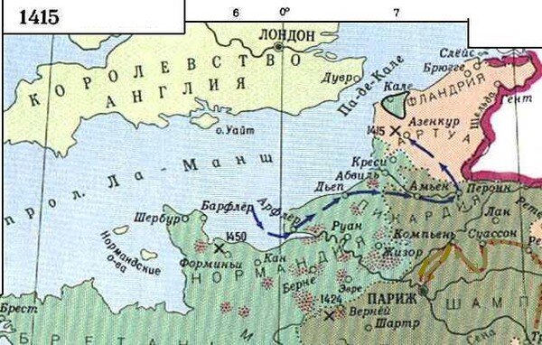 Карта кампании 1415 г. Источник: wikipedia.org
