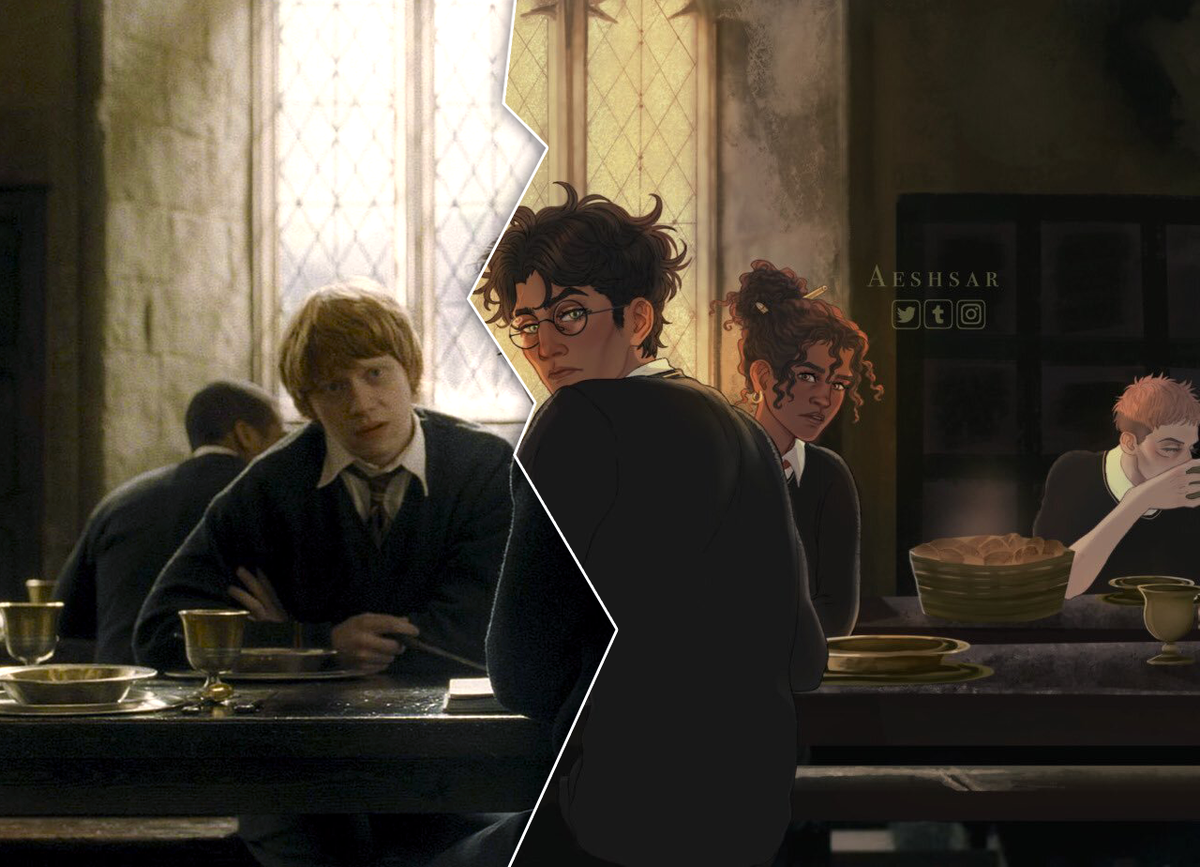 Коллаж кадра из фильма и арта художницы Aeshsar