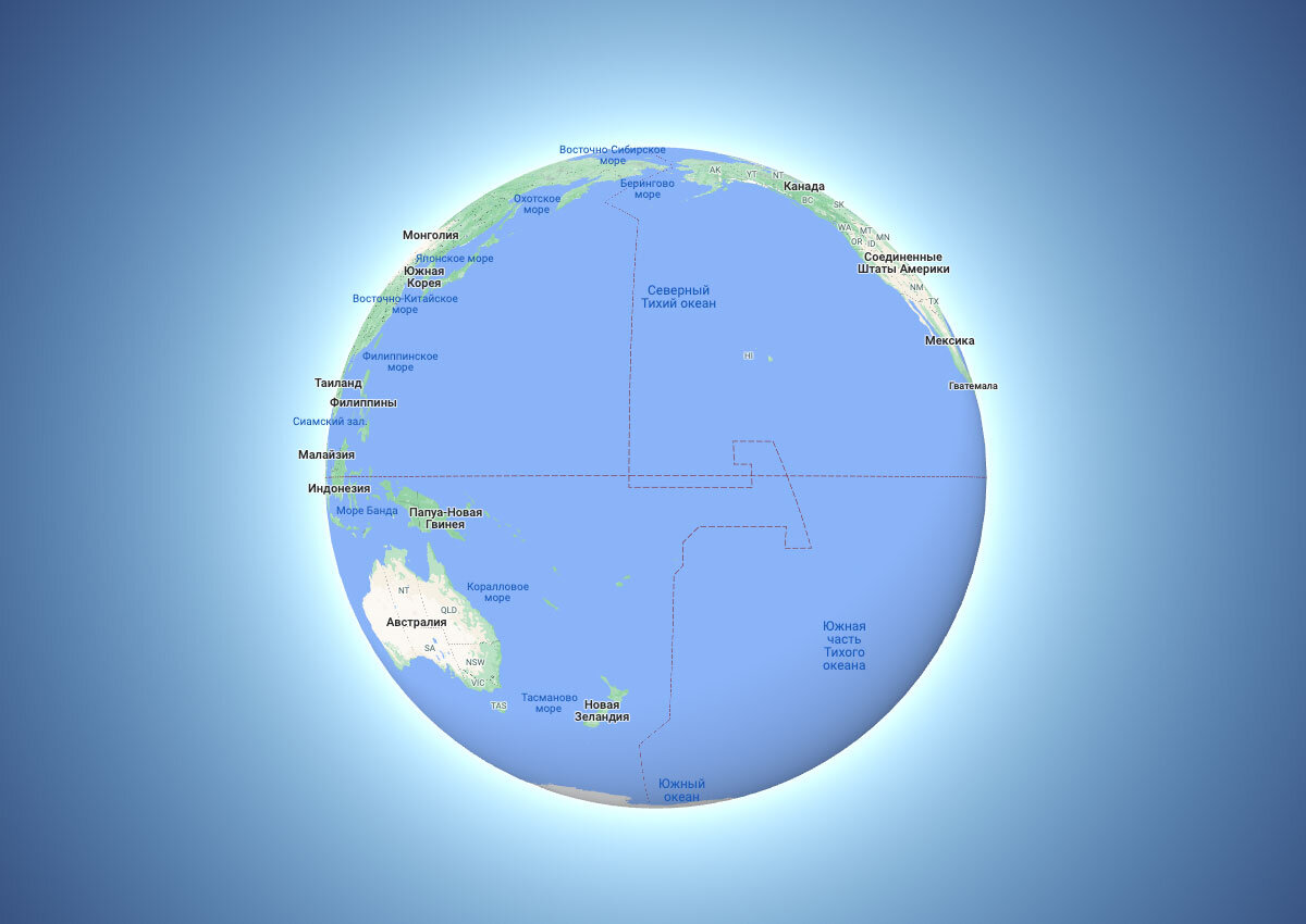 По какому океану проходит линия перемены даты
