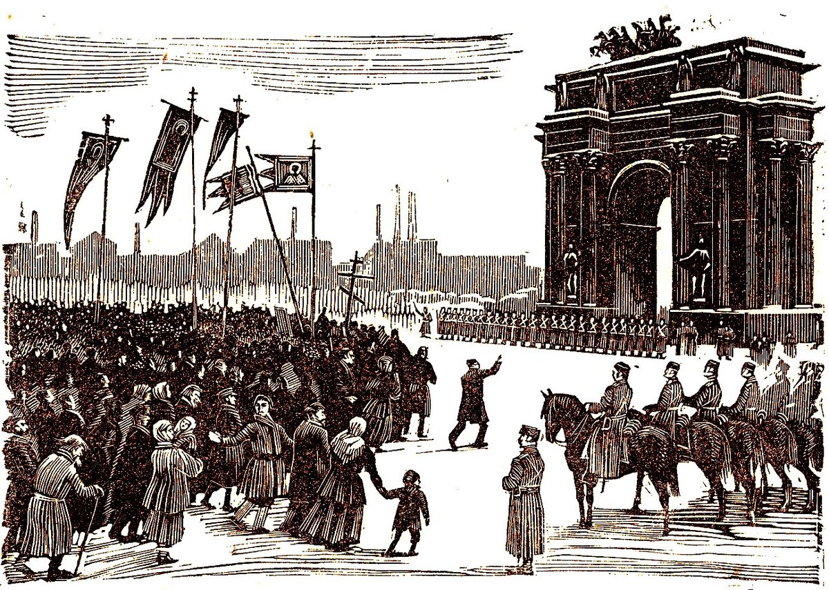 Утро 9 января у Нарвских ворот. Гравюра. Фото: ru.wikipedia.org