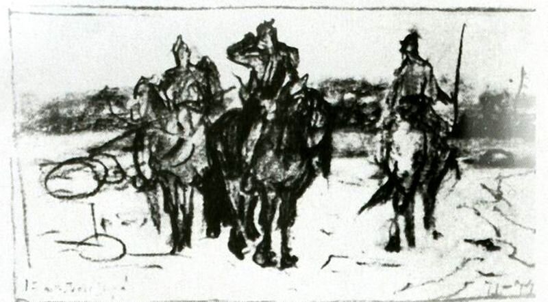 Богатыри (набросок). Виктор Михайлович Васнецов, 1871