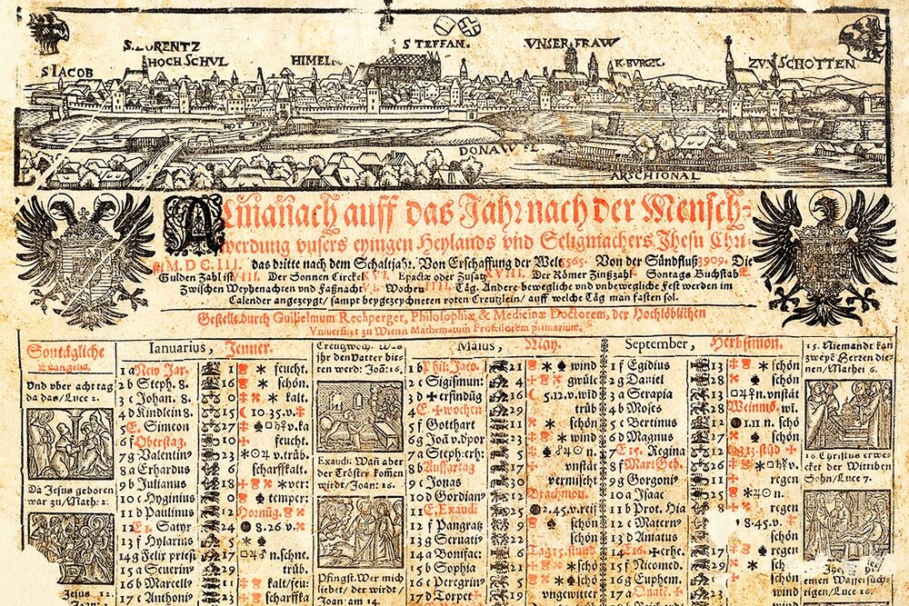 Фрагмент немецкого календаря 1603 года.