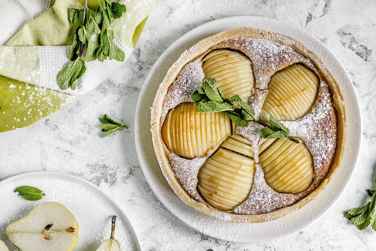 Тарт с миндальной начинкой и ароматными грушами | Кулинарный блог «Ужин Дома»  | Дзен