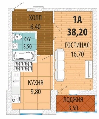 Стандартная планировка квартиры в ЖК «Аксиома»