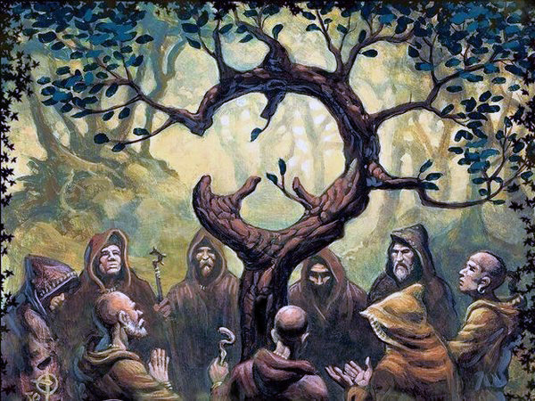 Обряд в священной роще. Современная иллюстрация.