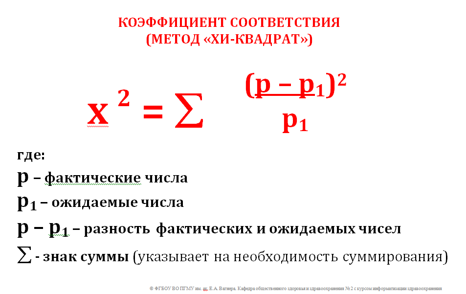 Формула расчета Х2