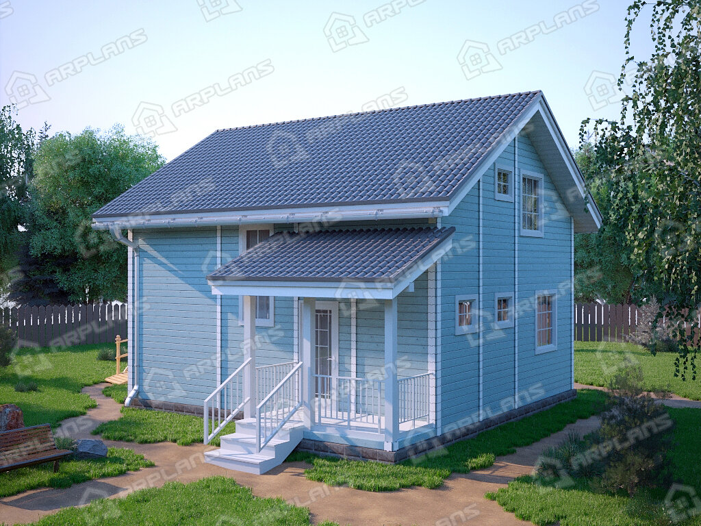 Фото 2 двухэтажного дома из бруса с мансардой и 3 спальнями. Общая площадь 100 кв м. Источник arplans.ru Проект ДС-083