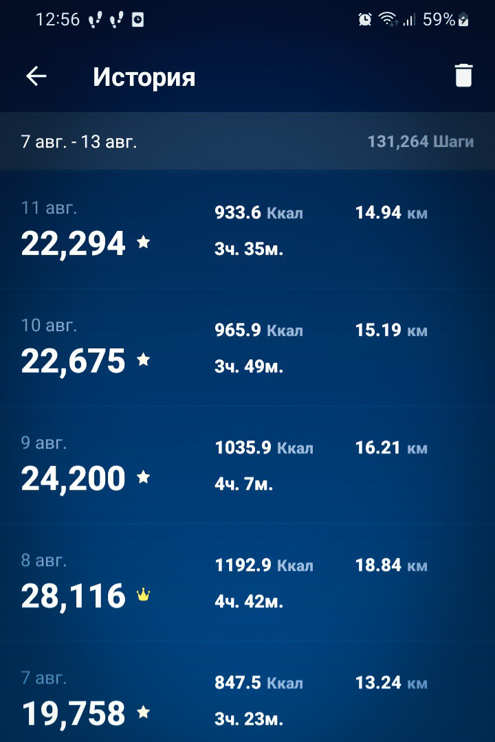 Скрин из шагомера