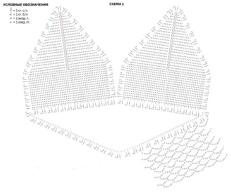 Схема вязания бюстгальтера