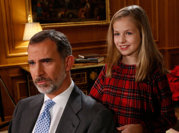 С папой во время записи рождественского обращения, 24 декабря 2017 года