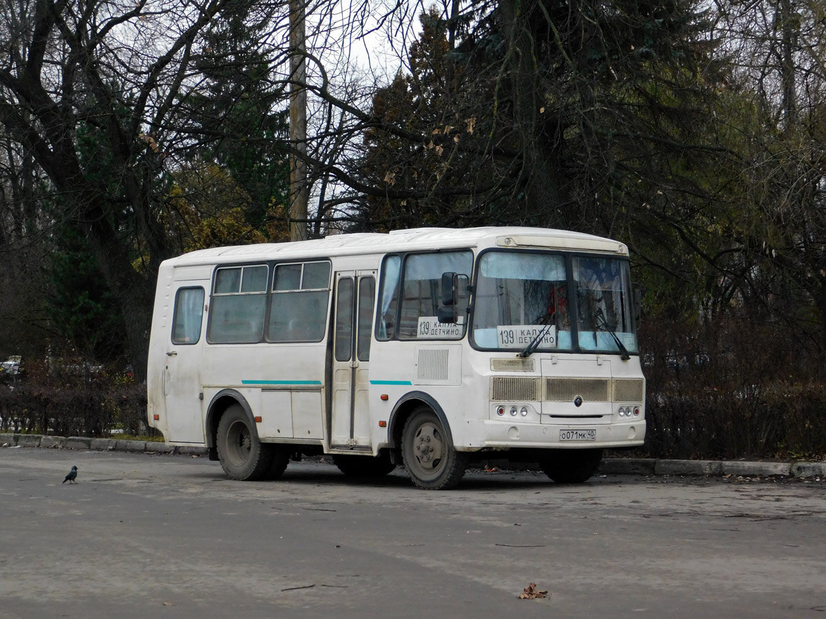 ПАЗ-32053 О 071 МК 40 на маршруте 139 Калуга-Детчино, автовокзал Калуга-1, апрель 2019 