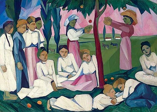 Наталья Гончарова «Сбор яблок» (1909 год. Цена: $9,8 млн. Аукцион: Christie’s. Год продажи: 2006