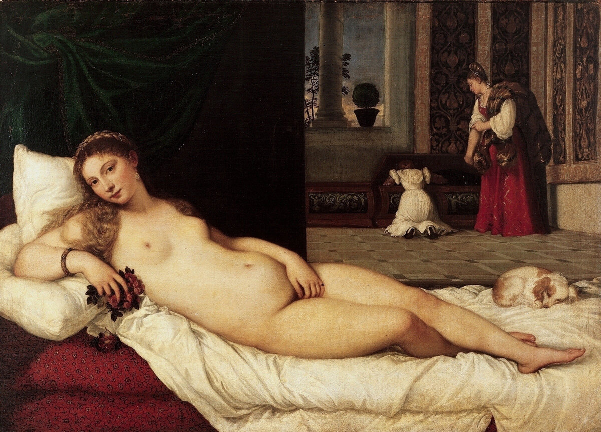 Тициан, "Венера Урбинская", 1538, холст, масло, 119.2×165.5 