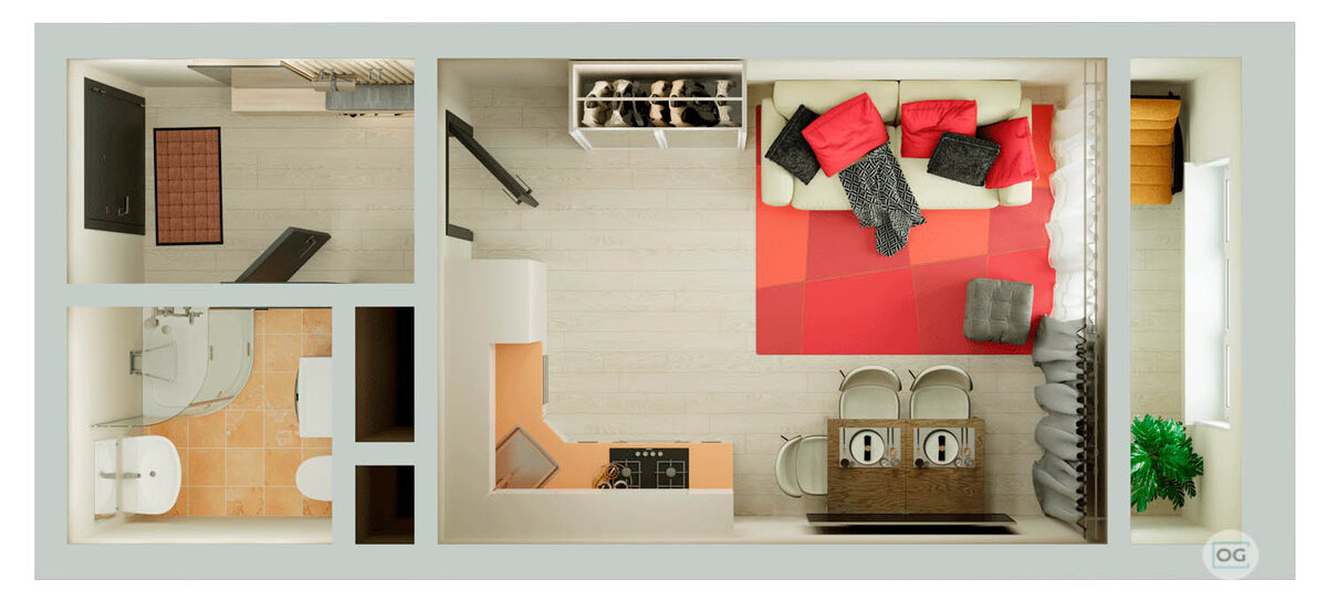 Пример квартиры-студии 20,22 кв.м. (фото: granelle.ru)