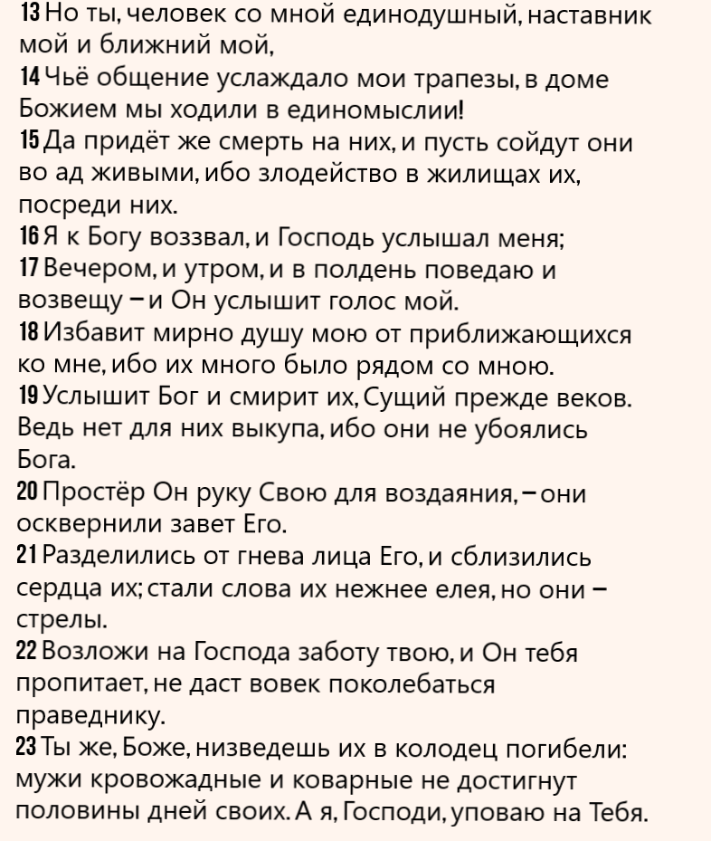 Псалом 77 читать. Псалом 54. 54 Псалом текст. Псалом 54 на русском. Псалом 54 23.