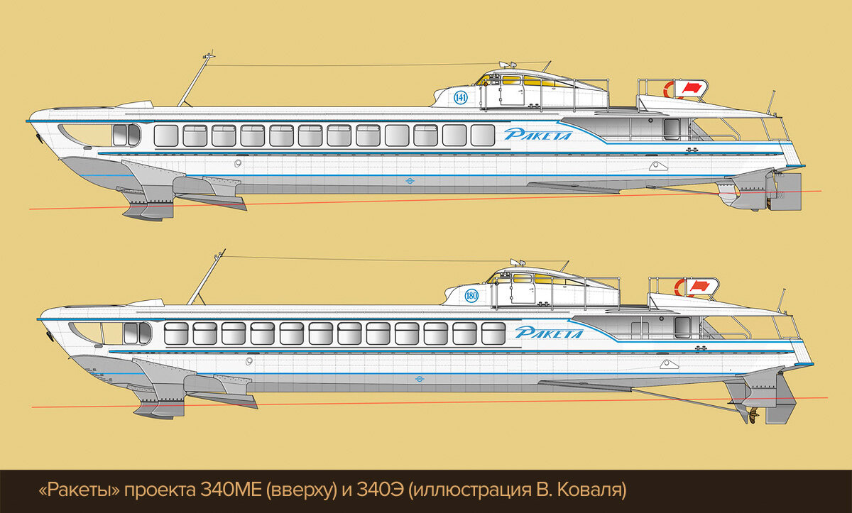 Судно на подводных крыльях метеор чертеж