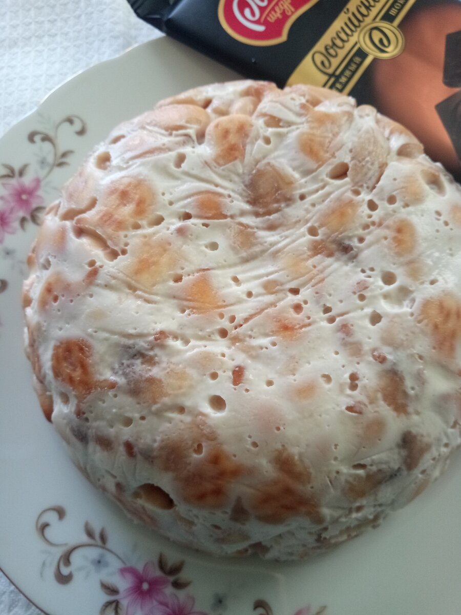 Торт из печенья рыбки без выпечки