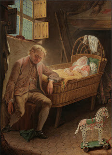 "Мужчина и колыбель" часть картины,  которая сохранилась 