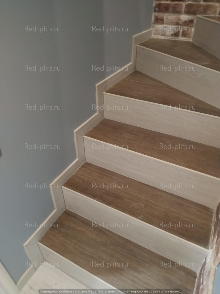 Облицовка лестницы керамогранитом Wood | Red-plits | Дзен