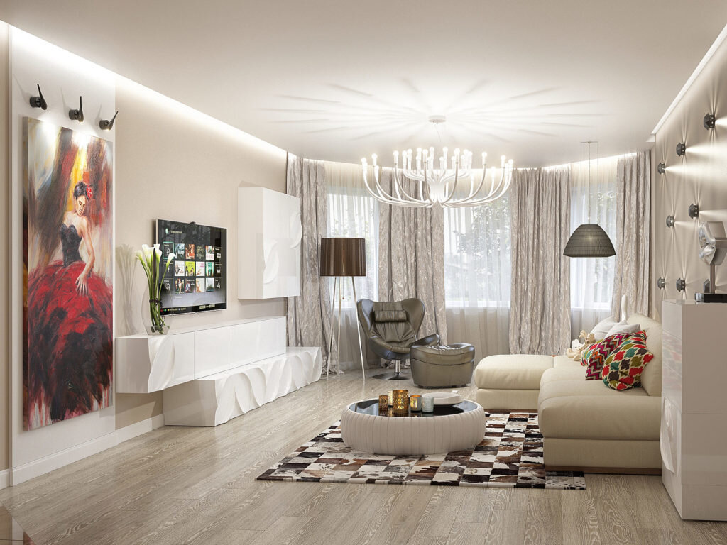 Гостиная с эркером