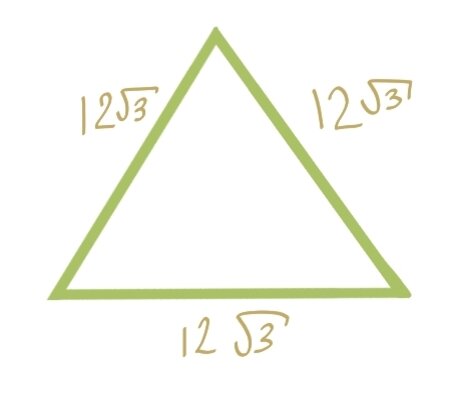 Раз одна его сторона равна 12√3,значит и остальные будут равны 12√3