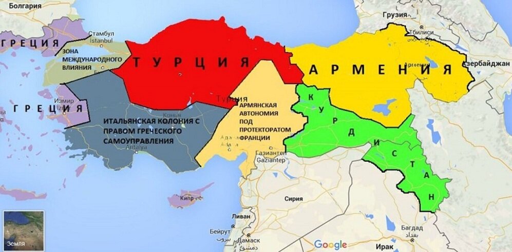 Карта армении и турции на русском