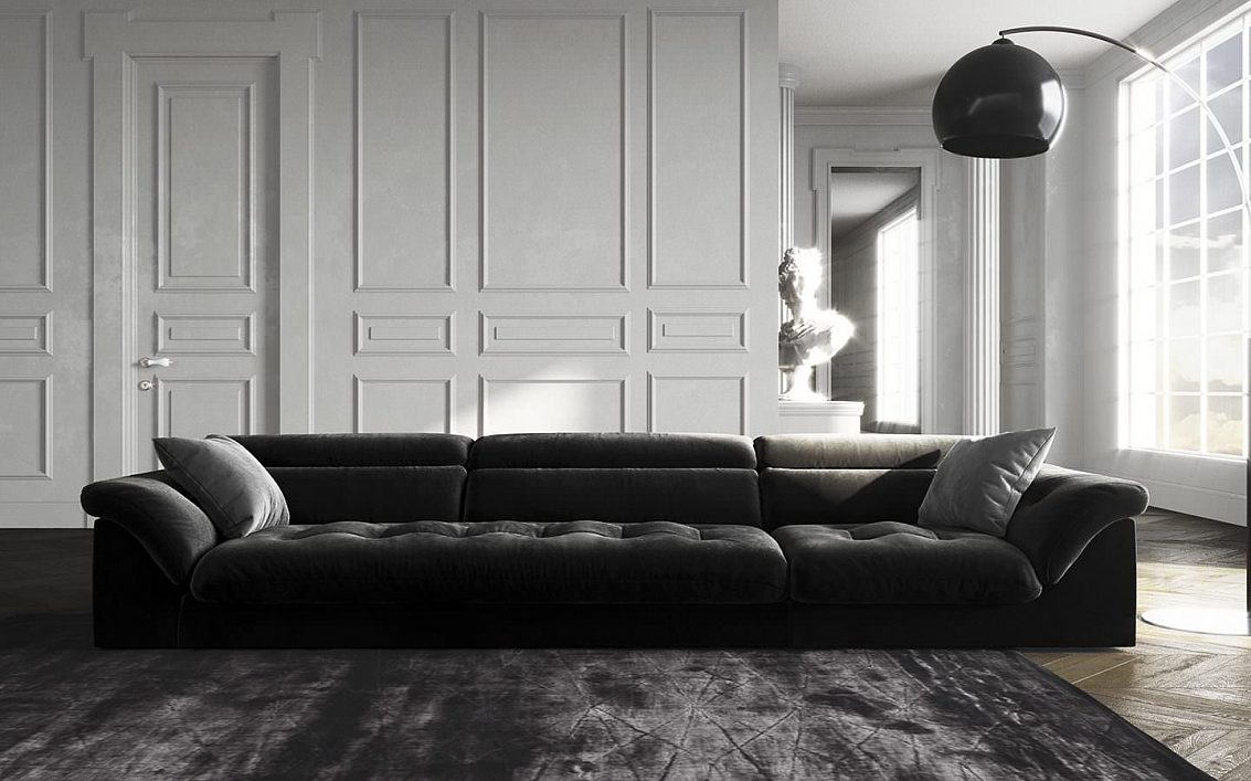 Чёрный диван в интерьере- многообразие возможностей