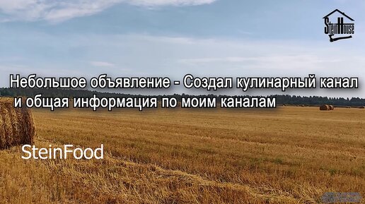 Небольшое объявление - Создал кулинарный канал SteinFood и общая информация по моим каналам