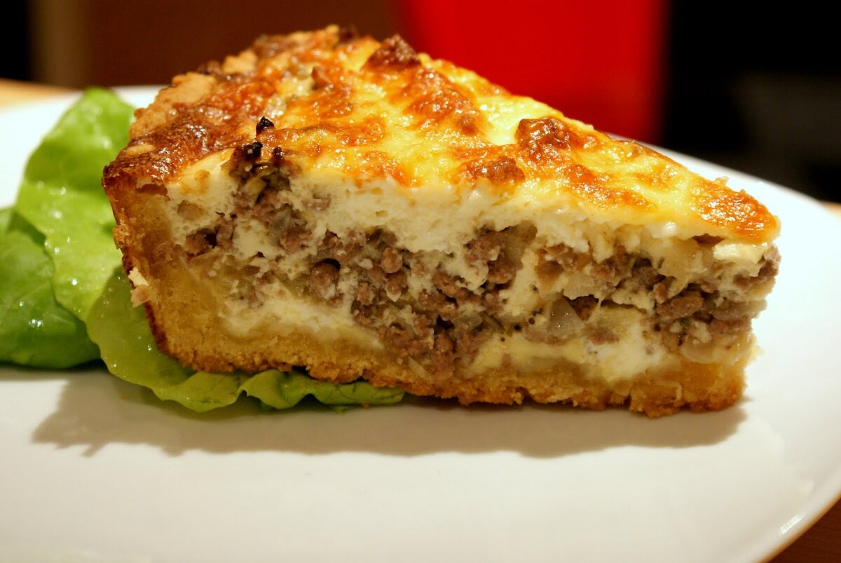 Пирог из жидкого теста мясной