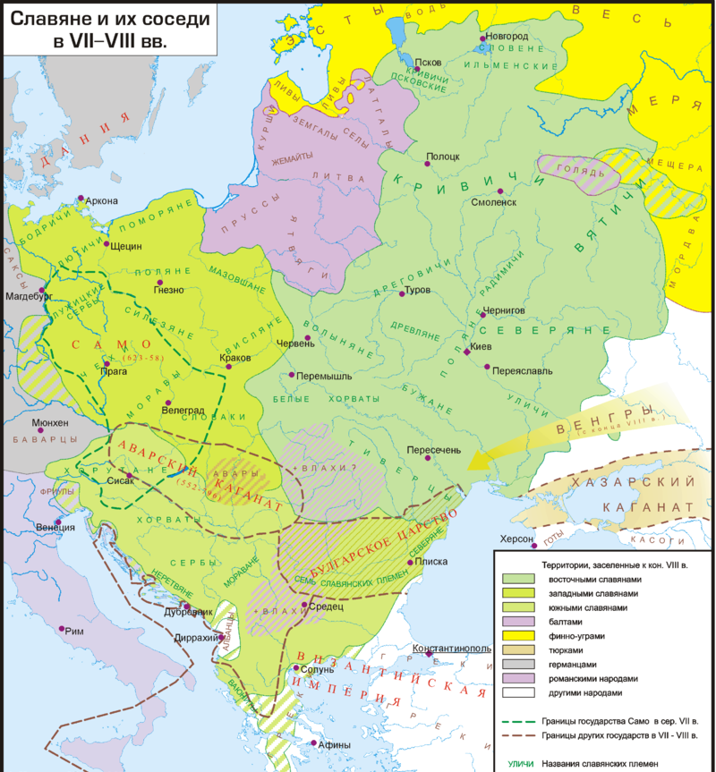 Земли вятичей вверху справа (карта Википедия)