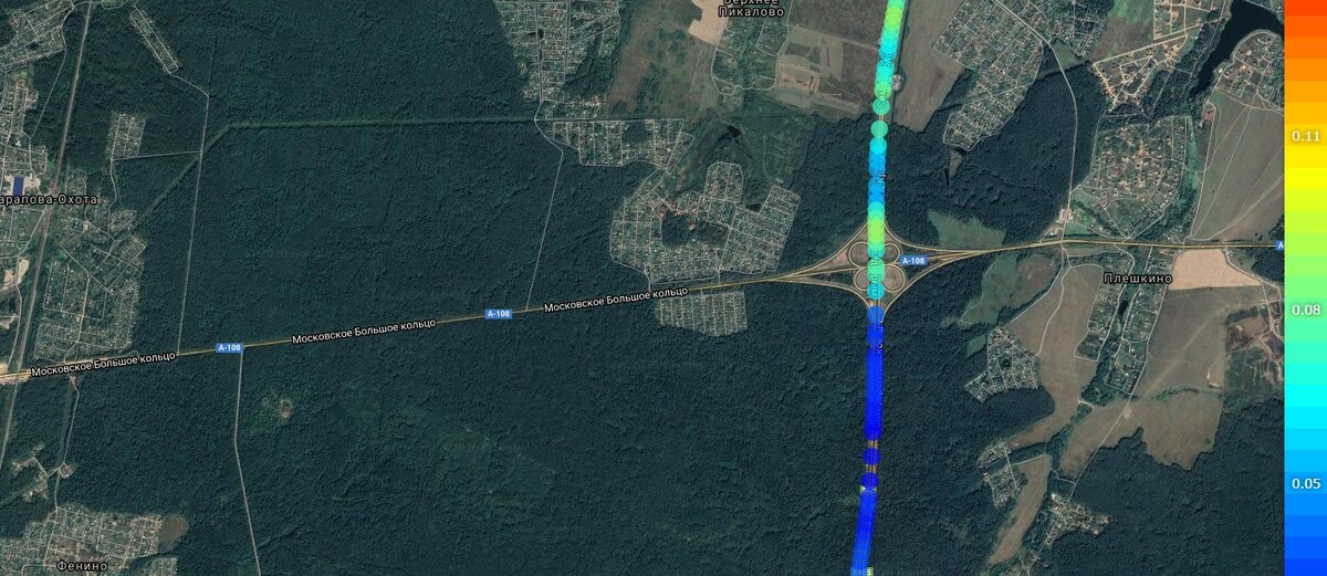 Окончание радиационной аномалии на развязке Шарапова Охота - Плешкино.
