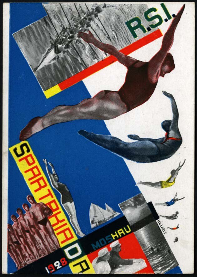 Клуцис Г. Г. R.S.I. Spartakiada, 1928, Moskau : почтовая карточка / фото монтаж Г. Клуцис. - [Москва]: изд. Орг. ком. Всесоюзн. спартакиады при ЦИК СССР, [1928] (Тип. "Изв. ЦИК СССР и ВЦИК"). - 1 л. : цв. фотомех. печ. 